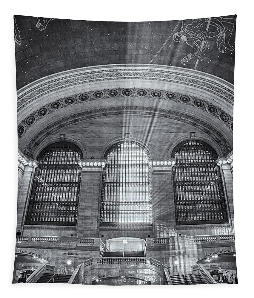 Grand Central Terminal Station Tapestry featuring the photograph Grand Central Station BW by Susan Candelario