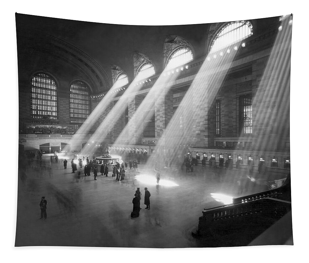 1940 Tapestry featuring the photograph Grand Central Station Sunbeams by Underwood Archives