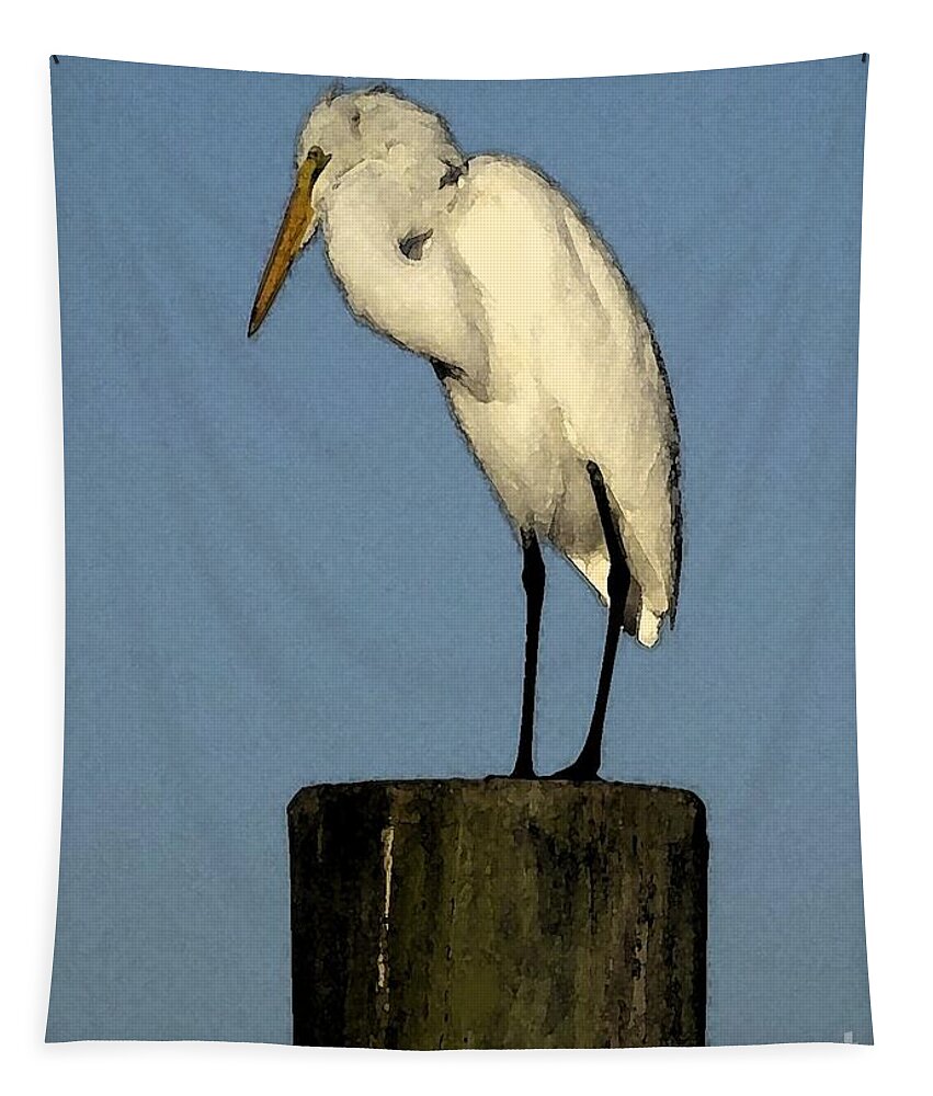 Egret Tapestry featuring the photograph Great Egret by Barbie Corbett-Newmin