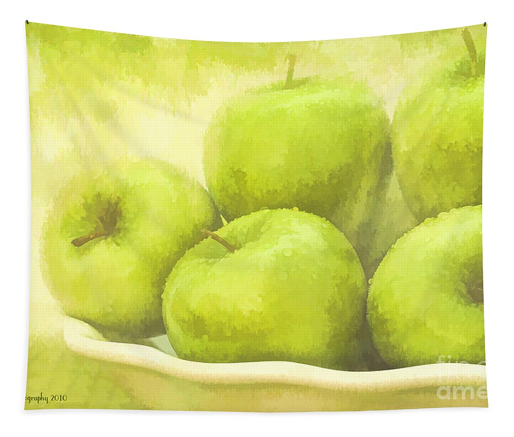 Apples Tapestry featuring the photograph Green Apples by Linda Blair