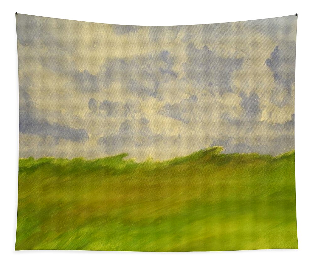 Landscape Tapestry featuring the painting Green Field by Samantha Lusby