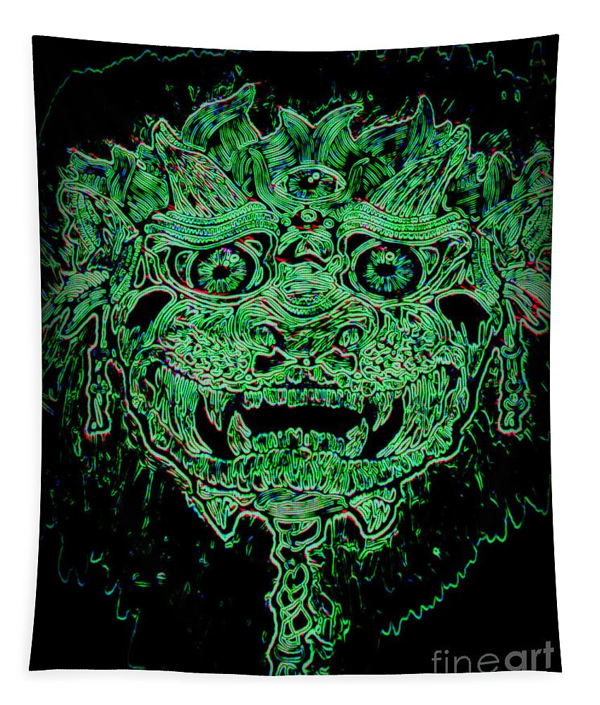  Tapestry featuring the photograph Green Gremlin 2 by Kelly Awad