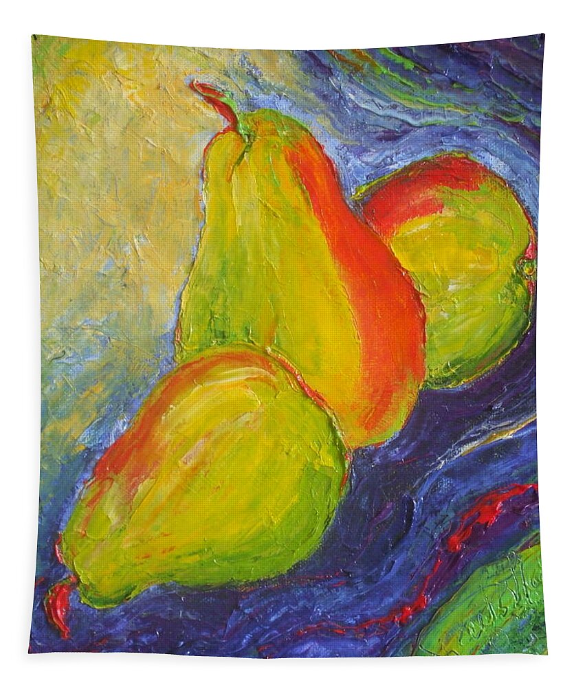 Pear Tapestry featuring the painting Paris' Green Pears by Paris Wyatt Llanso