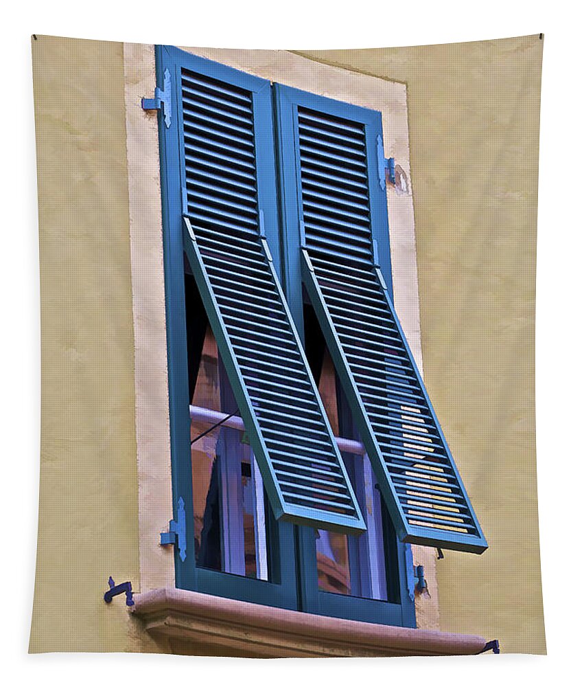 Architecture Tapestry featuring the photograph Green Window Shutter of Florence by David Letts