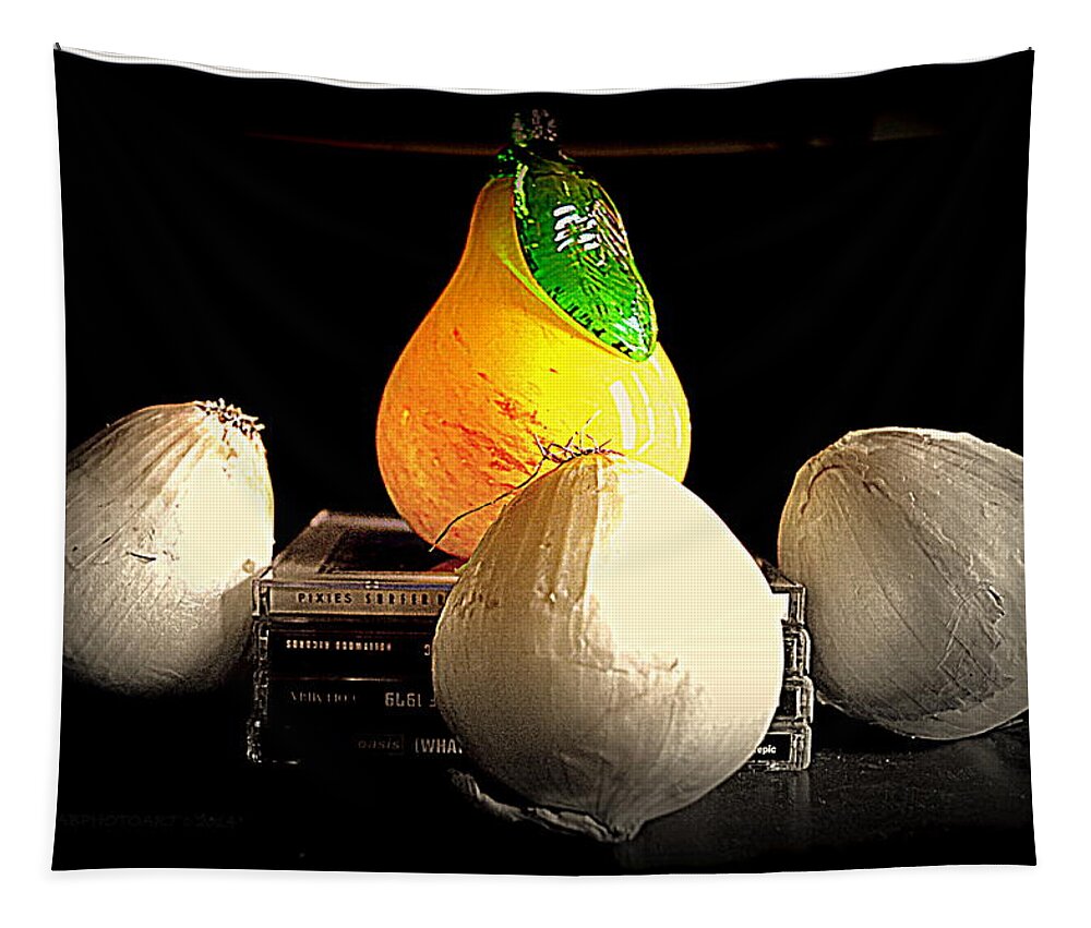 Groupies Tapestry featuring the photograph Groupies and Celebrity Regal Pear and Lowly Onions by Kathy Barney