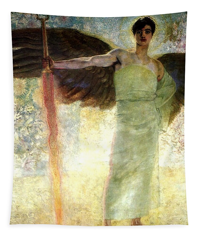 Guardian Tapestry featuring the painting Guardian of Paradise by Franz von Stuck
