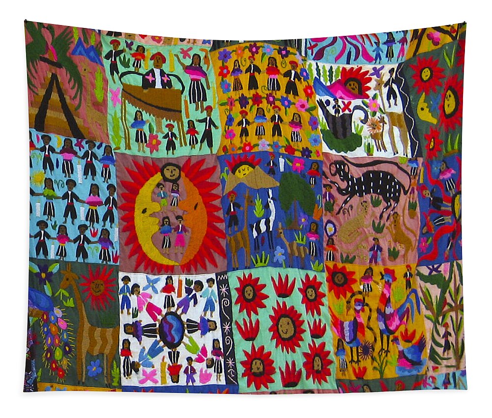 Folk Art Tapestry featuring the photograph Guatemala Folk Art Quilt by Kurt Van Wagner