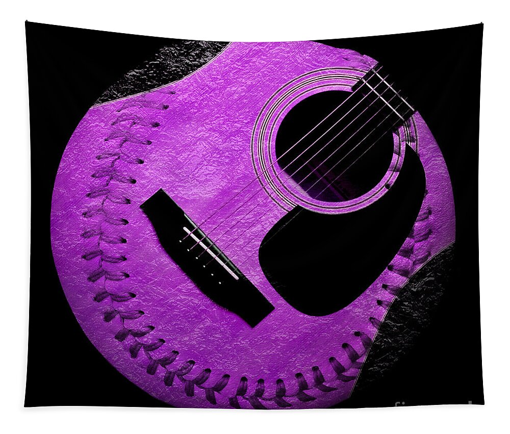 Baseball Tapestry featuring the digital art Guitar Grape Baseball Square by Andee Design