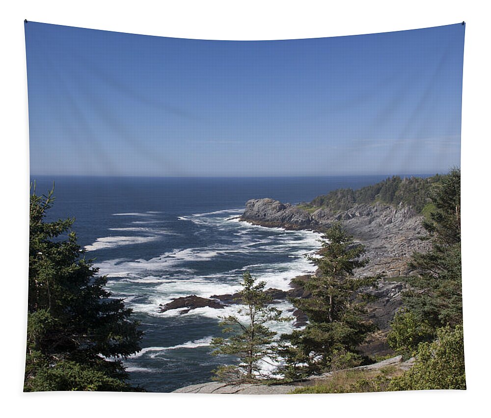 Gull Tapestry featuring the photograph Gull Rock and Burnt Head by Jean Macaluso