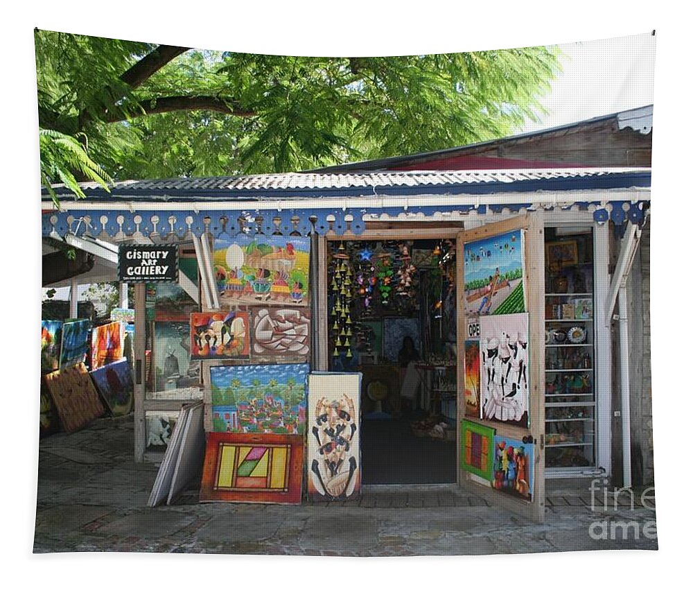 Haitian Tapestry featuring the photograph Haitian Art Shack by Alice Terrill