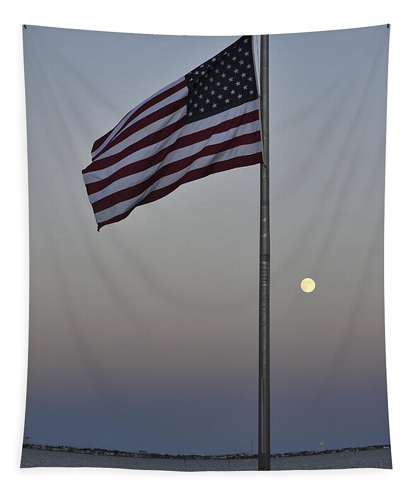 Moon Tapestry featuring the photograph Half Staff Moon by Terry DeLuco