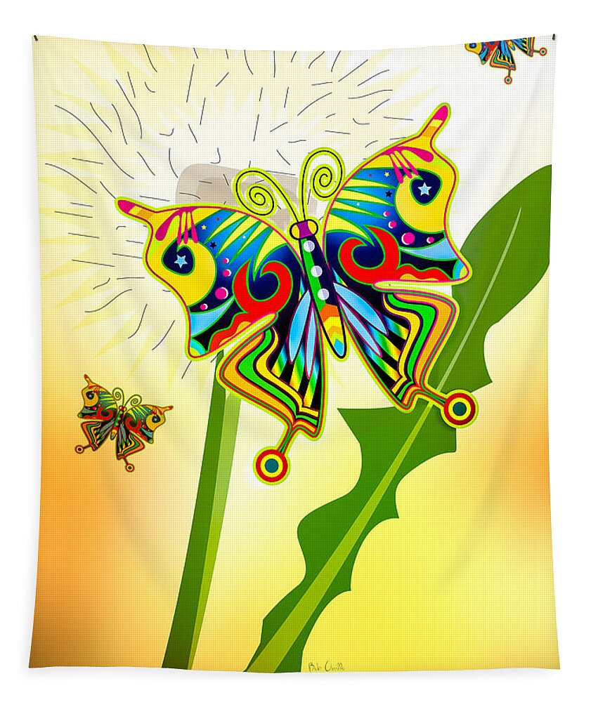 Butterfly Tapestry featuring the digital art Happy Hippie Butterflies by Bob Orsillo