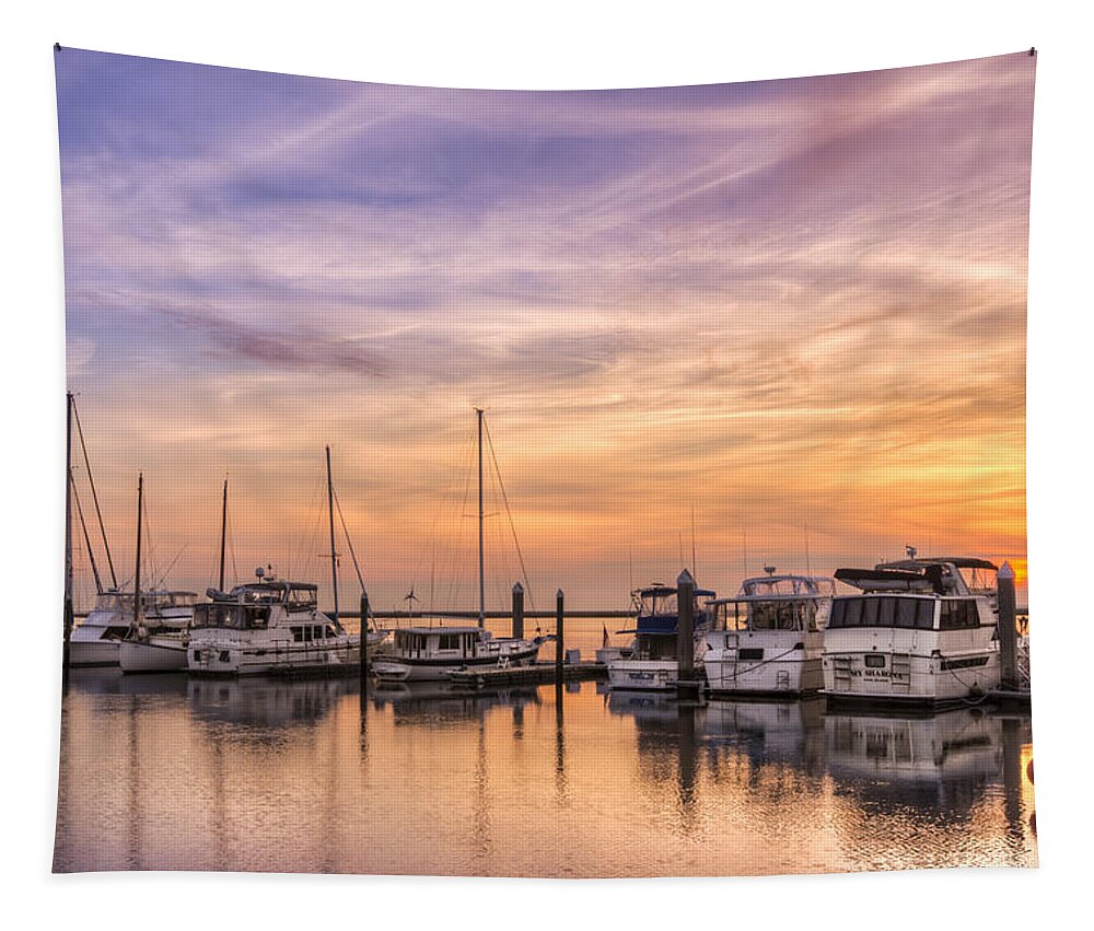 Boats Tapestry featuring the photograph Harbor at Jekyll Island by Debra and Dave Vanderlaan