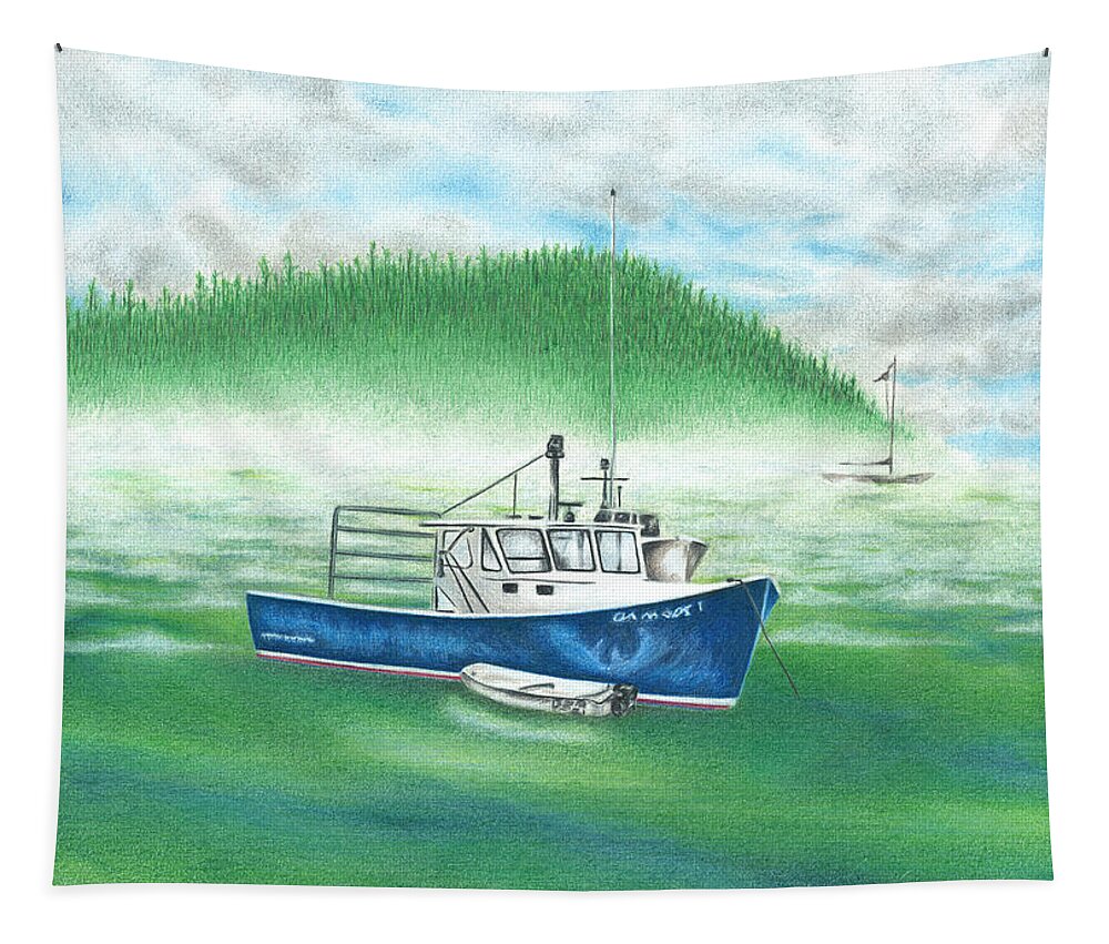 Habor Tapestry featuring the drawing Harbor by Troy Levesque