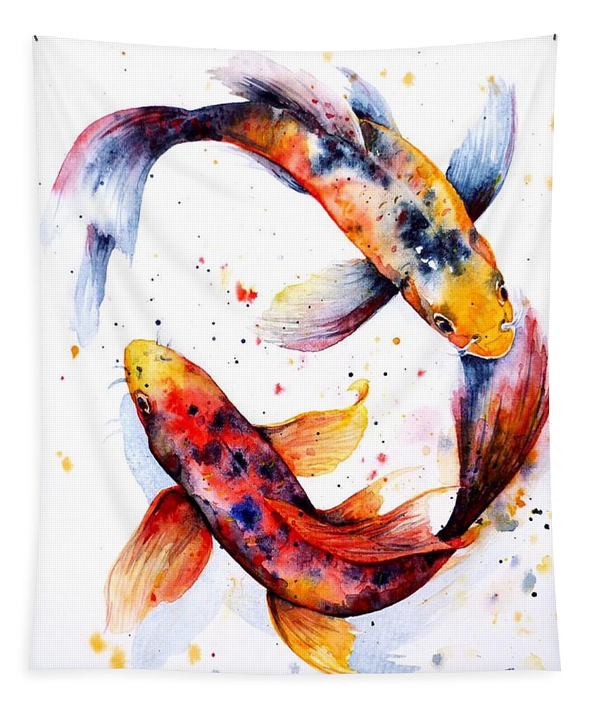 Koi Tapestry featuring the painting Harmony by Zaira Dzhaubaeva