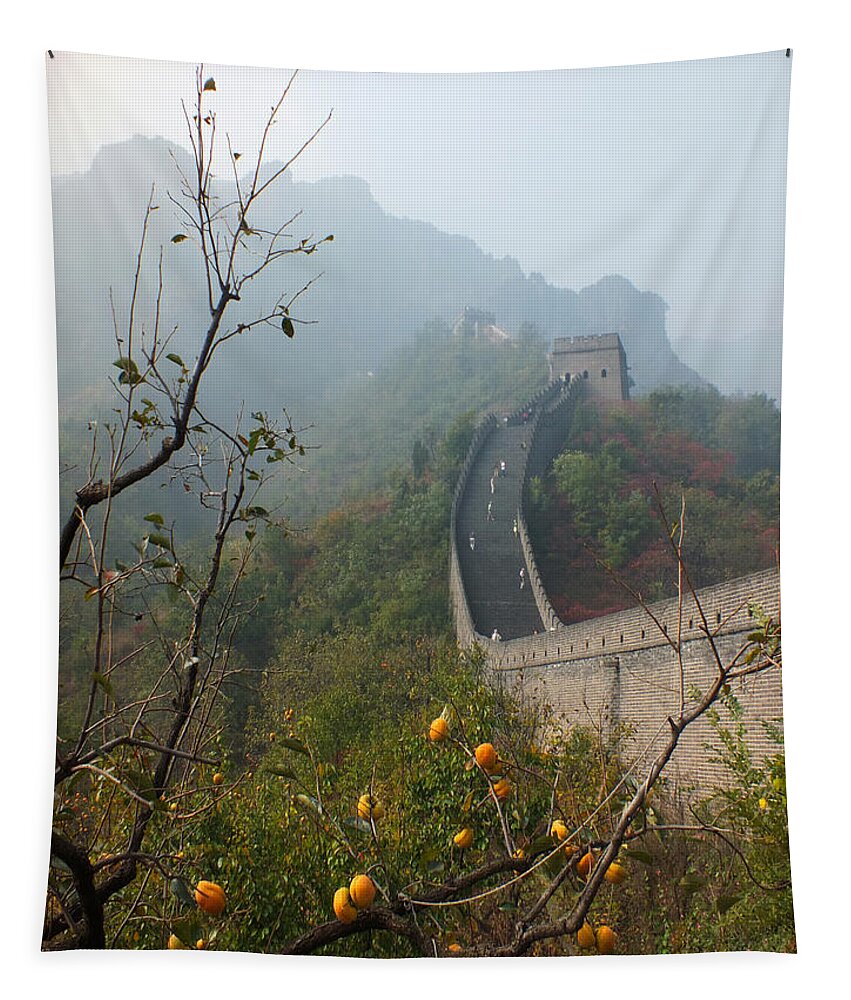 Great Wall Tapestry featuring the photograph Harvest Time at The Great Wall of China by Lucinda Walter