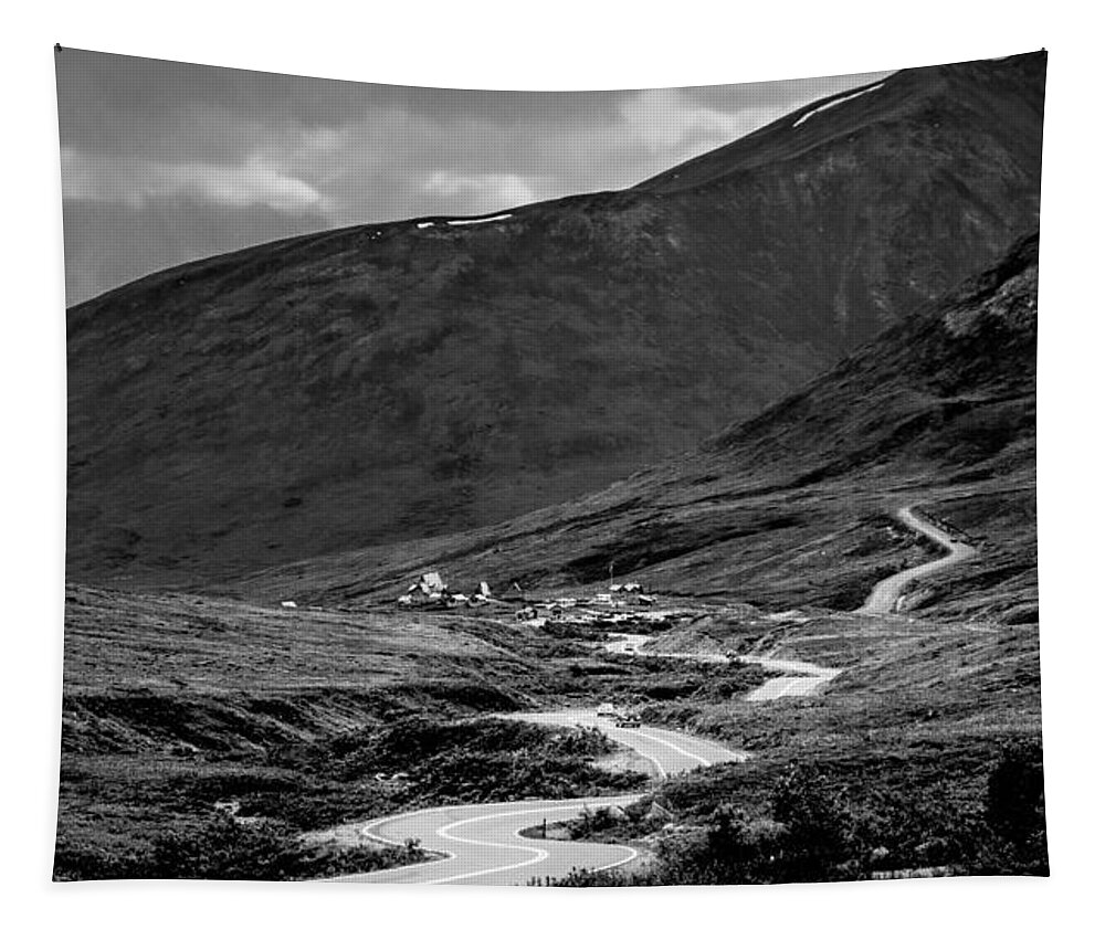 Alaska Tapestry featuring the photograph Hatcher's Pass in Black and White by Andrew Matwijec