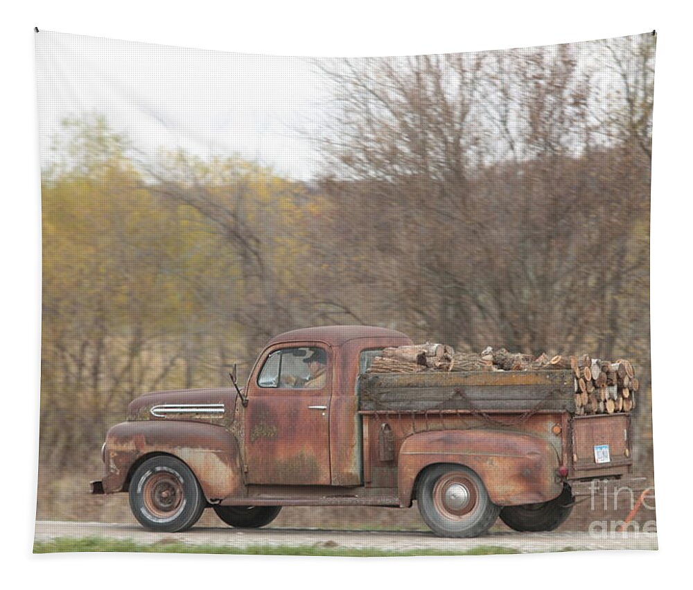 Old Truck Tapestry featuring the photograph Hauling Wood by Kathryn Cornett