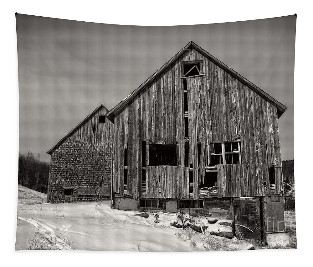 Old Tapestry featuring the photograph Haunted Old Barn by Edward Fielding