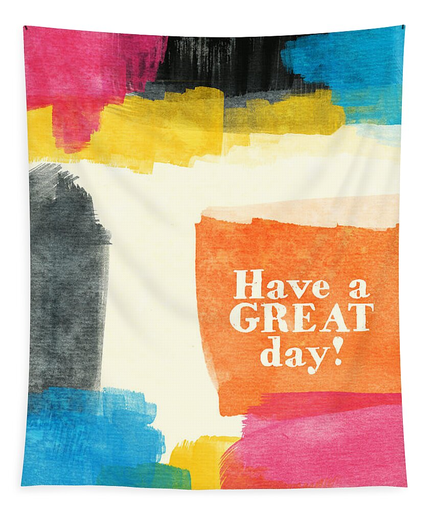 Greeting Card Tapestry featuring the mixed media Have A Great Day- Colorful Greeting Card by Linda Woods