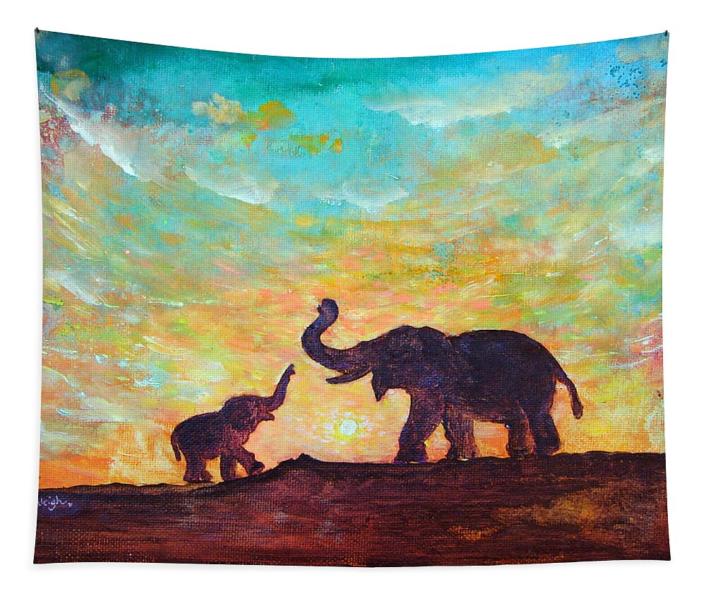 Elephants Tapestry featuring the painting Have Courage by Ashleigh Dyan Bayer