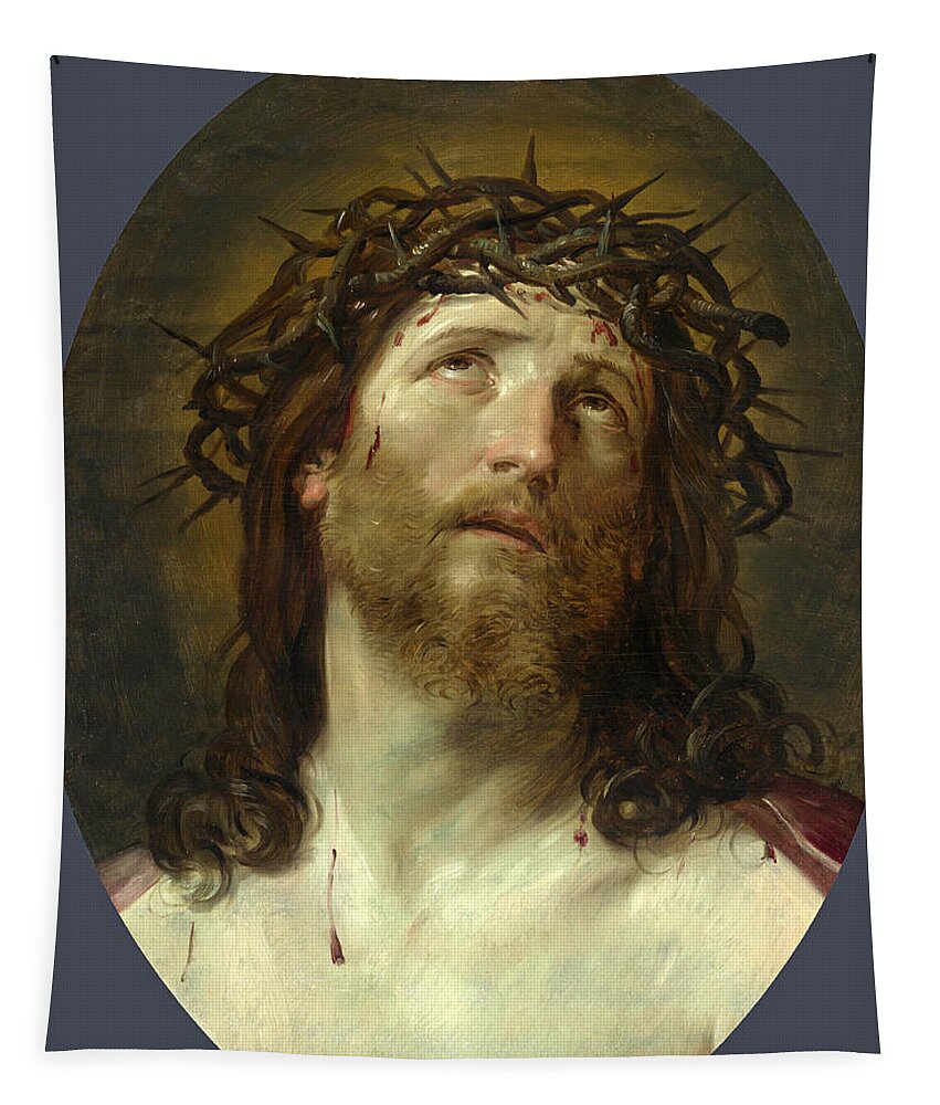 After Guido Reni Tapestry featuring the painting Head of Christ Crowned with Thorns by After Guido Reni