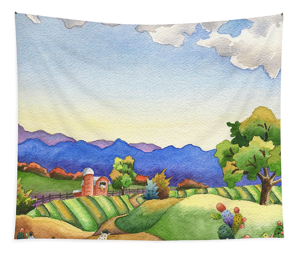 Spike The Dhog Painting Tapestry featuring the painting Heading for the Farm by Anne Gifford