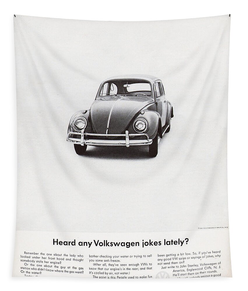 Vw Beetle Tapestry featuring the digital art Heard any good Volkswagen jokes lately by Georgia Clare