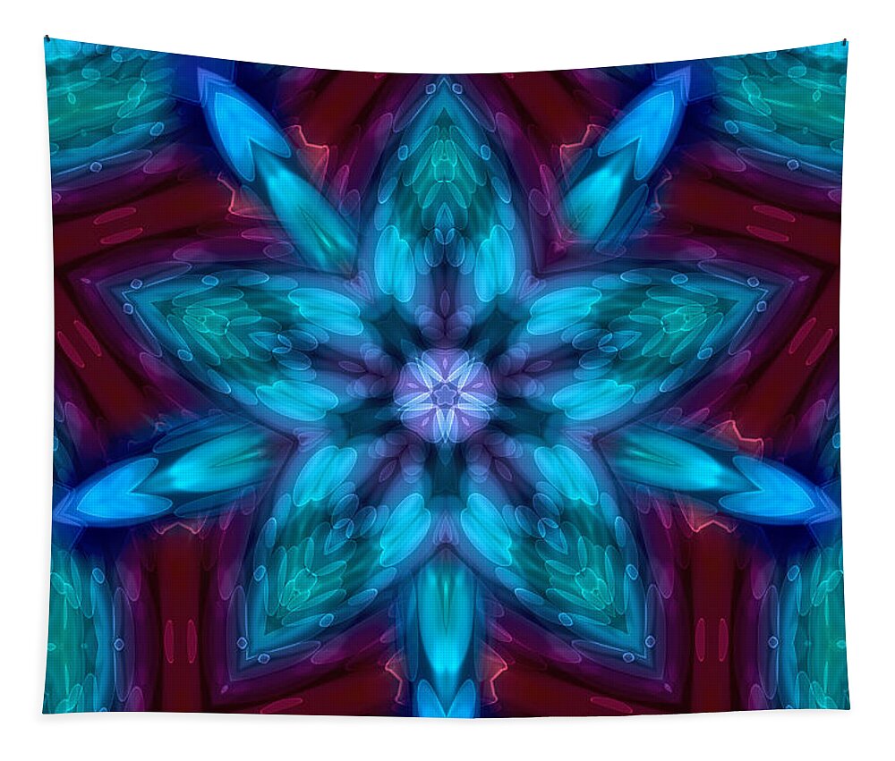 Kaleidoscopes Tapestry featuring the digital art Heart Flower by Peggy Collins