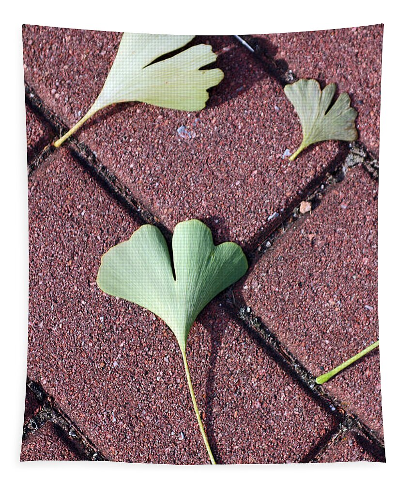Leaves Tapestry featuring the photograph Hearts on Brick by Jennifer Robin
