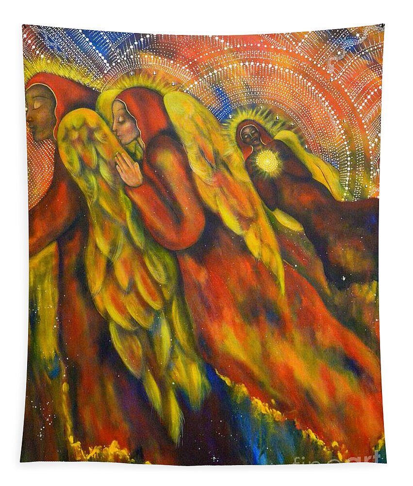 Angel Art Tapestry featuring the painting Heavenly Messengers by Deborha Kerr