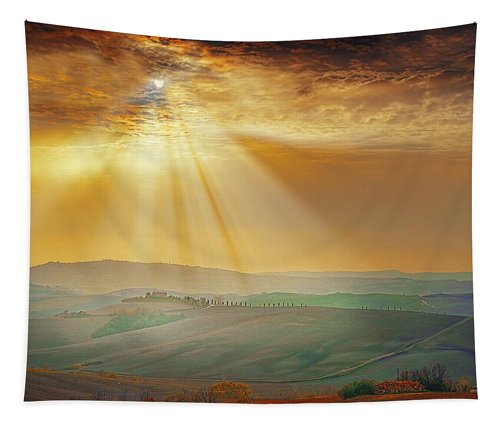 Tuscany Tapestry featuring the photograph Heavenly Rays by Midori Chan