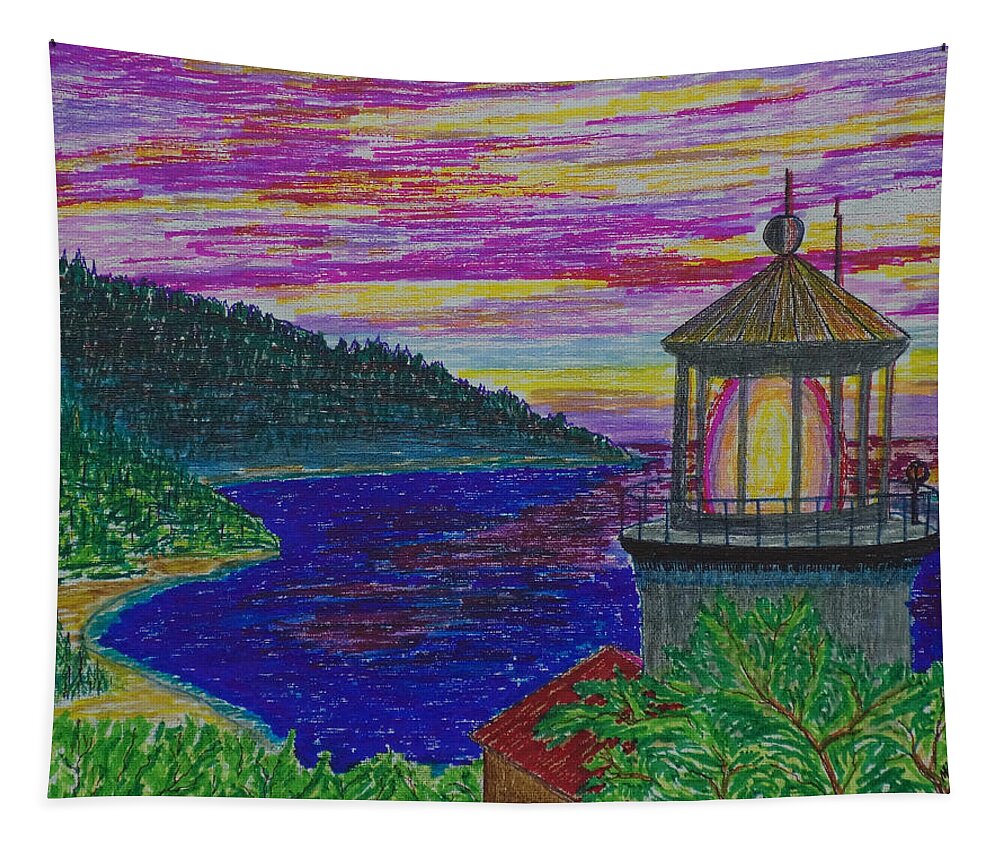 Color Tapestry featuring the photograph Heceta Head Colorful Sunset by Mick Anderson