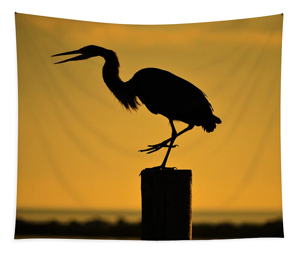Heron Tapestry featuring the photograph Heron at Sunrise by Leticia Latocki