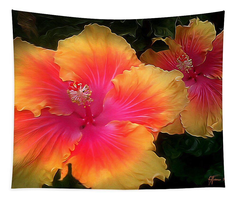 Hibiscus Tapestry featuring the digital art Hibiscus Duo by Vincent Franco