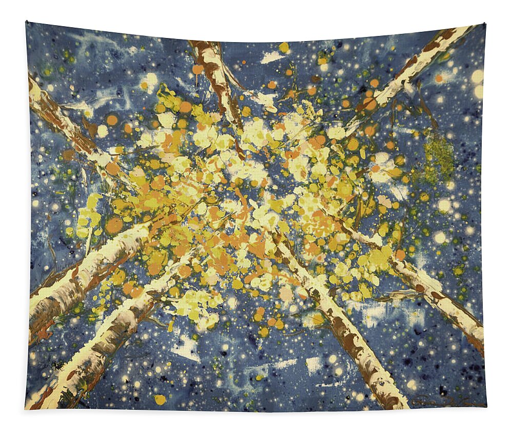 Aspen Trees Tapestry featuring the painting High - Aspens by Gina De Gorna