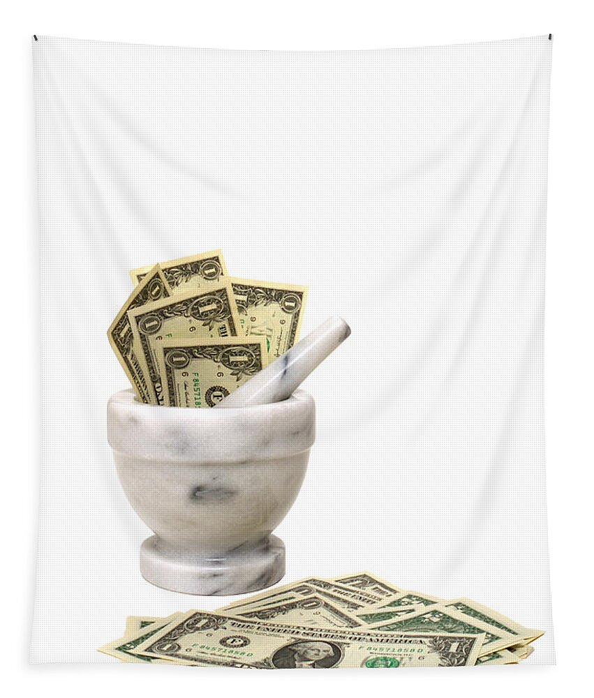 Dollar Tapestry featuring the photograph High Cost of Medicine by Olivier Le Queinec