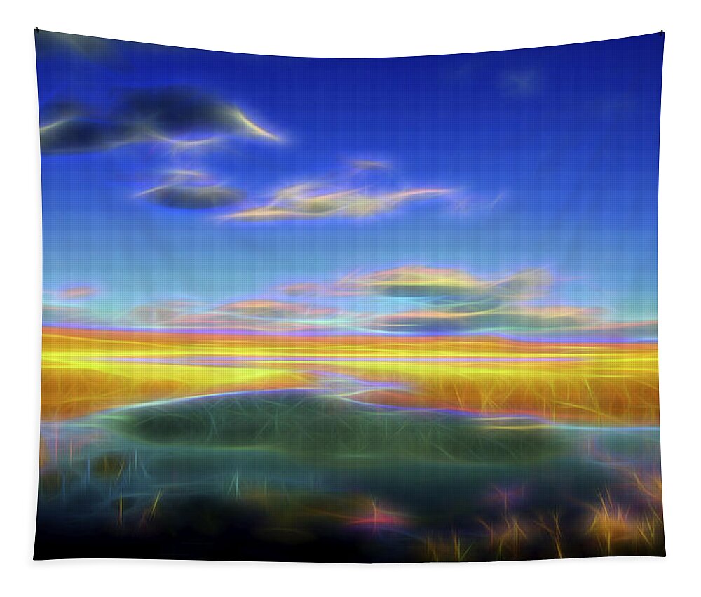 Desert Tapestry featuring the digital art High Desert Lake by William Horden