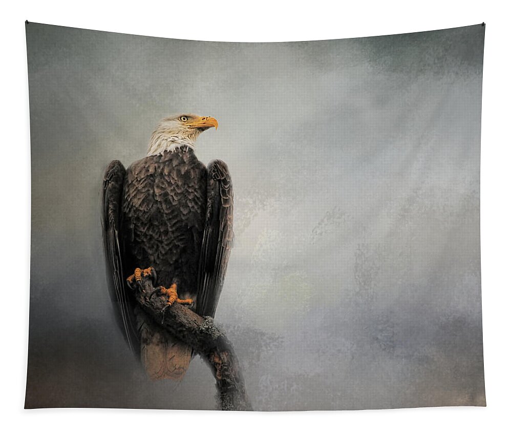 Usa Tapestry featuring the photograph High Perch - Bald Eagle - Wildlife by Jai Johnson