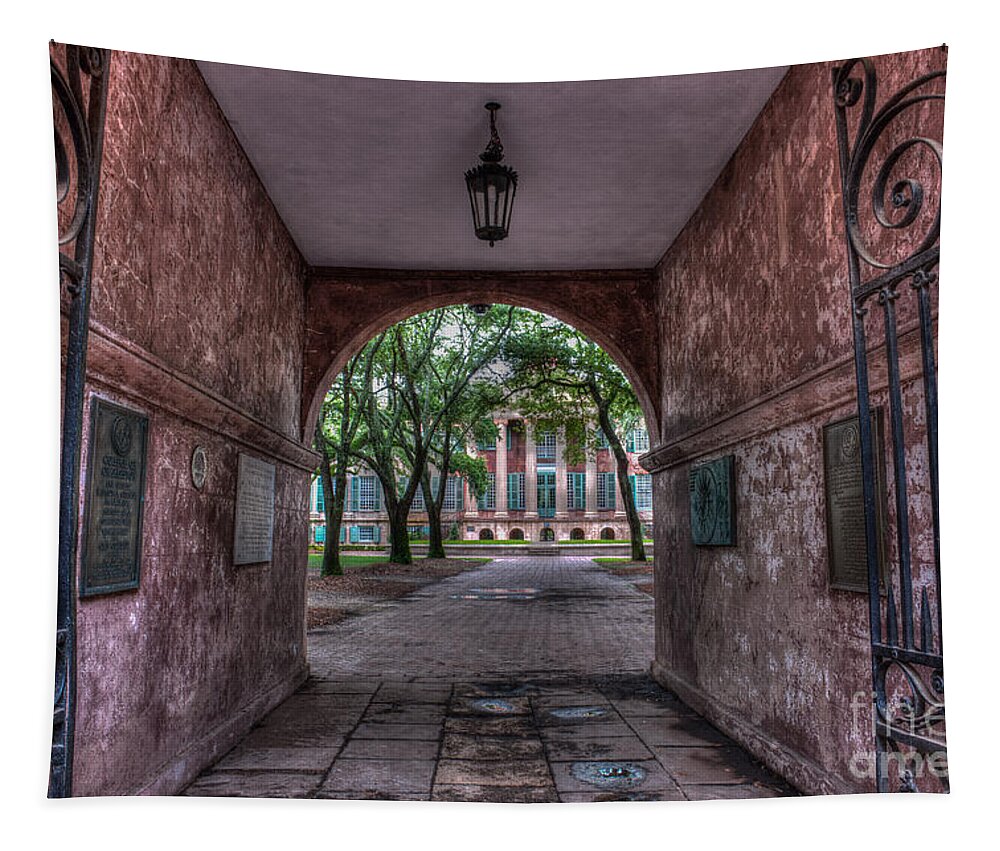 College Of Charleston Tapestry featuring the photograph Higher Education Tunnel by Dale Powell