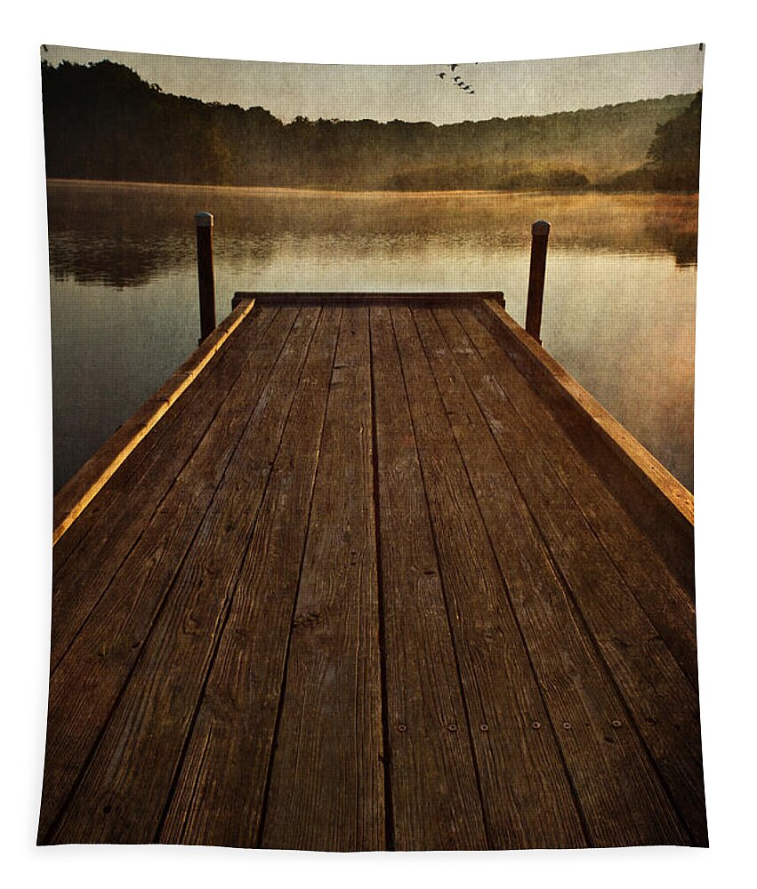 Sunrise Tapestry featuring the photograph Hinckley Lake Sunrise by Dale Kincaid