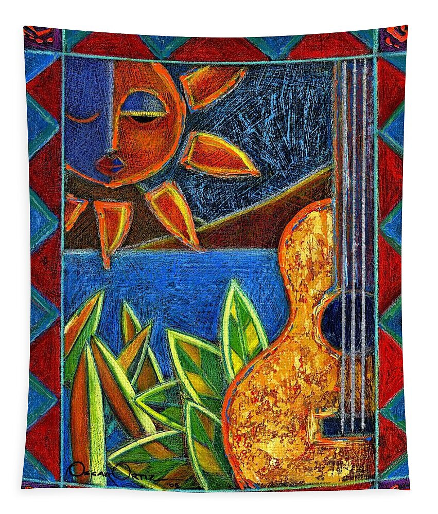 Guitar Tapestry featuring the painting Hispanic Heritage by Oscar Ortiz