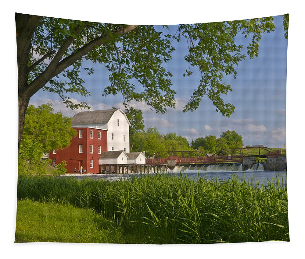 Building Tapestry featuring the photograph Historic Flour Mill By a River by Lynn Hansen
