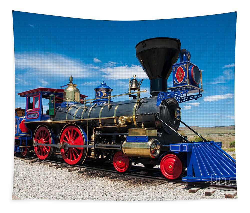Historic Tapestry featuring the photograph Historic Jupiter Steam Locomotive - Promontory Point by Gary Whitton