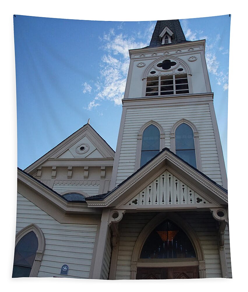 Historic Tapestry featuring the photograph Historic Methodist Church Looking Up by Mick Anderson