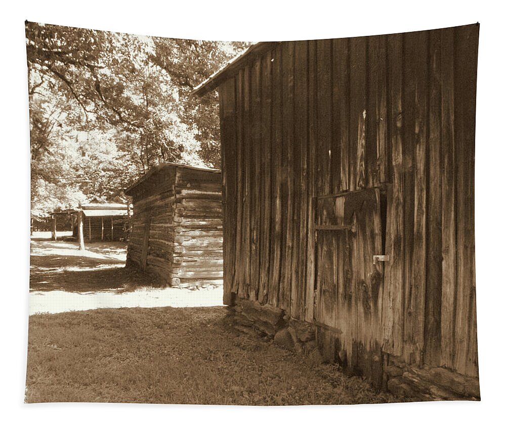 Tobacco Barns Tapestry featuring the photograph Historical Tobacco Barns NC USA by Kim Galluzzo