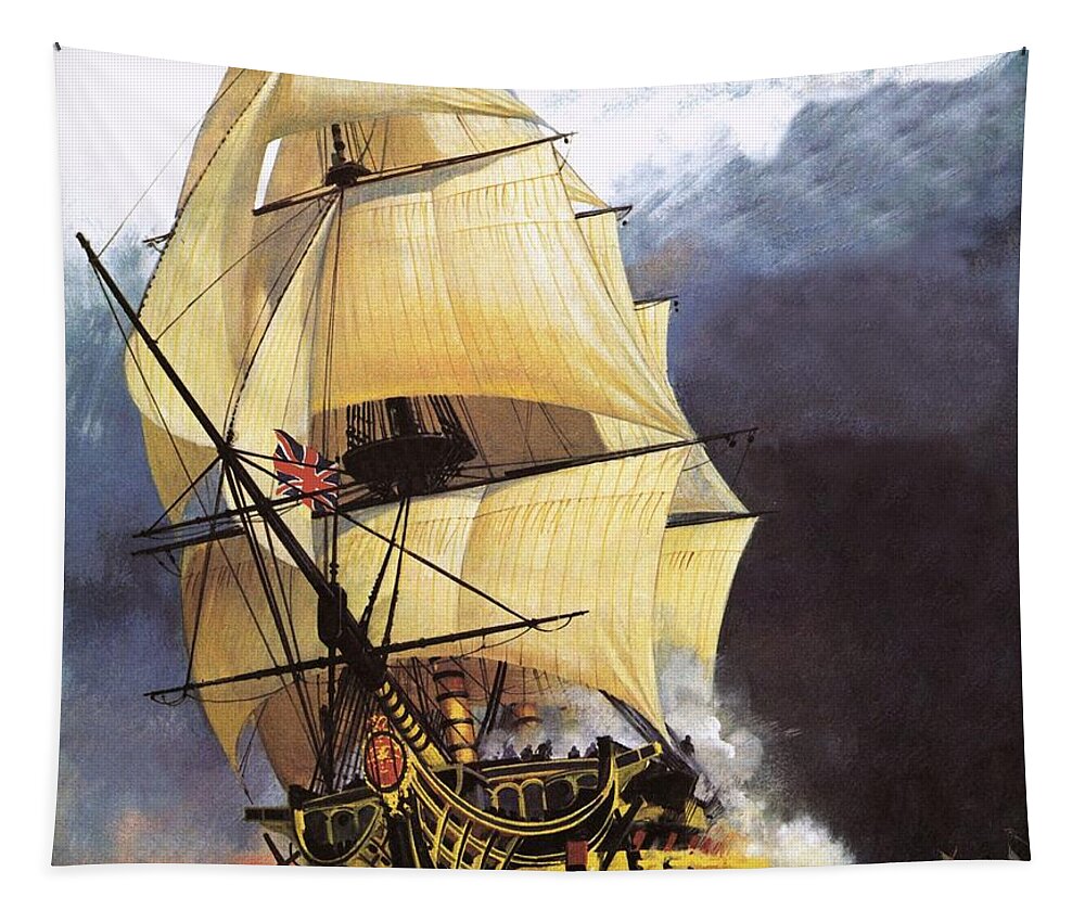 Hms Victory Tapestry featuring the painting Hms Victory by Andrew Howat