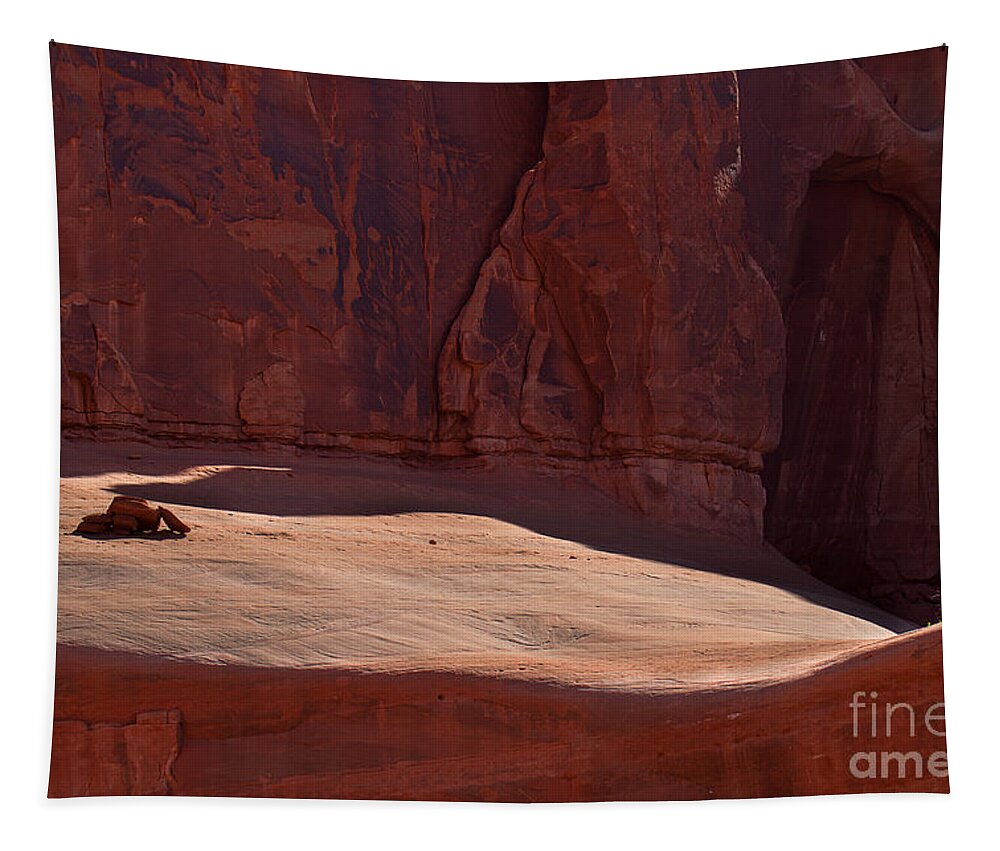 Arches National Park Print Tapestry featuring the photograph Hold On by Jim Garrison