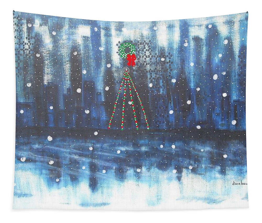 Christmas Tapestry featuring the painting Holiday Skyline by Diane Pape