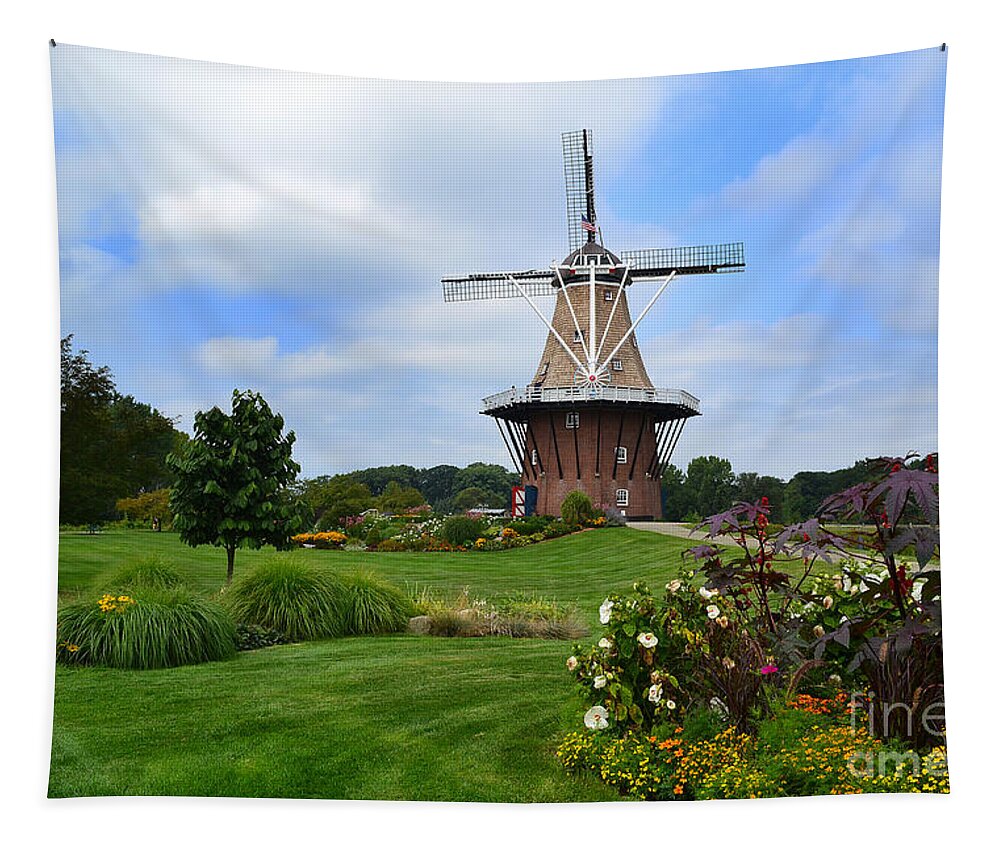 Windmill Tapestry featuring the photograph Holland Michigan Windmill Landscape by Amy Lucid